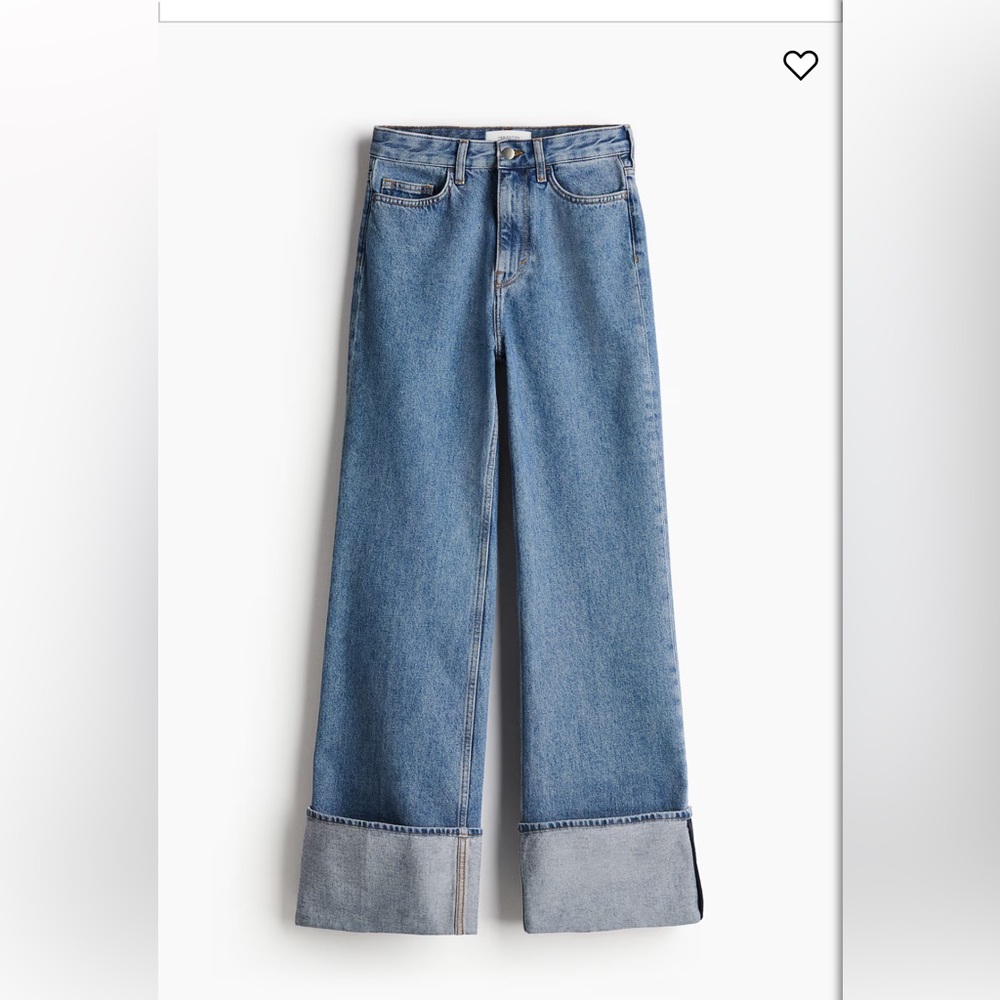 H&M WIDE-LEG TURN-UP JEANS